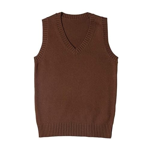 Blostirno Women’s Sweater Vest V Neck JK Uniform Kint Vests Solid Classic Sleeveless Pullover Sweaters Tops - Image 1