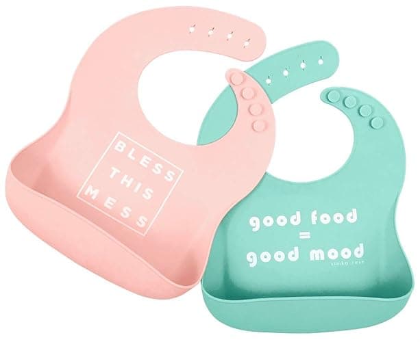 Simka Rose Silicone Baby Bibs with Food Catcher - Adjustable Soft Catch All Bib for Boys & Girls - High Chair Dining Table - Image 1