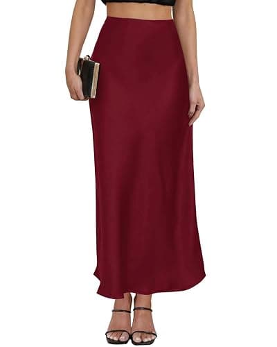 Women's Satin Maxi Skirt High Waisted Elastic Waistband Silk A-Line Casual Party Leopard Print Long Skirts for Women - Image 1