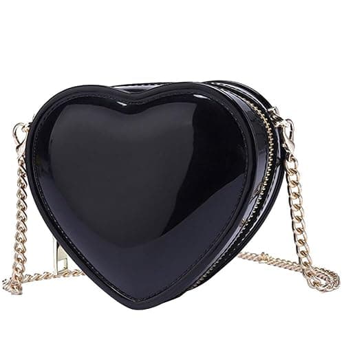 Canpto Girls Crossbody Purse Cute Heart-shaped Shoulder Kid Bag Lacquer Leather Princess Bag for Little Girls - Image 1