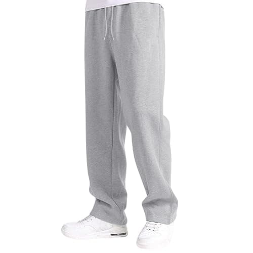 eipogp Baggy Fleece Sweatpants Men Elastic Waist Loose Fit Casual Gym Uncuffed Straight Leg Joggers Sweat Pants Fall Winter - Image 1