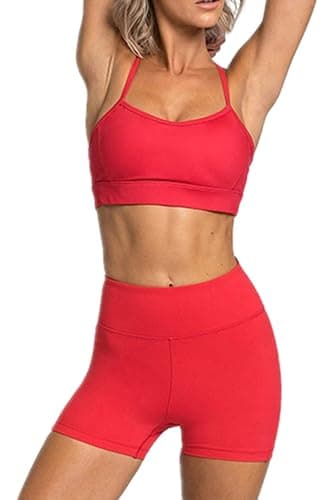 IMEKIS Women's Workout Sets 2 Piece Yoga Outfit High Waisted Biker Shorts Leggings Sports Bra Gym Fitness Clothes Tracksuit - Image 1