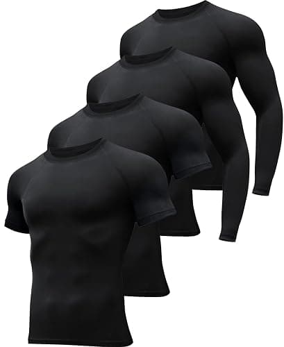 HOPLYNN 4/5 Pack Workout Compression Shirts Men Long/Short Sleeve Rash Guard Athletic Undershirt Gear T Shirt for Sports - Image 1