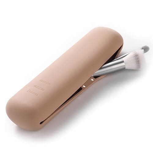 FERYES Large Travel Makeup Brush Holder, Magnetic Anti-fall Out Silicon Portable Cosmetic Face Brushes Holder, Soft and Sleek Makeup Tools Organizer for Travel- (8.27 * 2.36 * 1.57) - Image 1