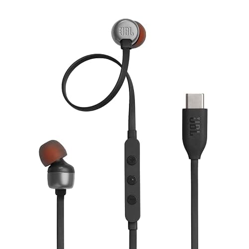 JBL Tune 310C - Wired Hi-Res in-Ear Headphones, Tangle-Free Flat Cable, 3-Button Remote with Microphone (Black) - Image 1