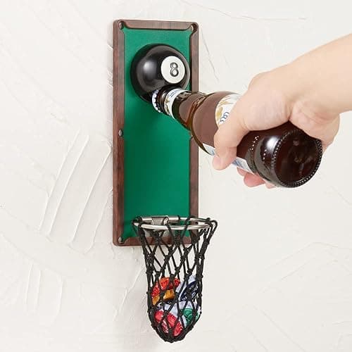 Arola Magnetic Billiard Ball Bottle Opener, Removable Metal Wall Mounted Opener with Cap Catcher Collector, Birthday Gift for Billiards Enthusiast, Beer Lovers and Men, as Kitchen Yard Bar Decoration - Image 1