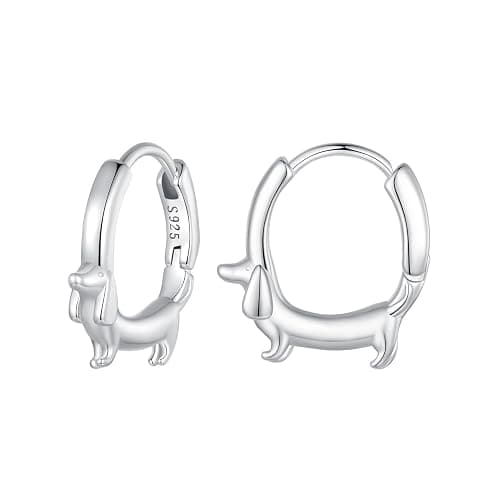 BABAMIA S925 Sterling Silver Hoop Hypoallergenic Earrings for Women Dachshund Cat Butterfly Iris Star Leaves Shell Pearl & Cross Design Earrings as Gifts for women - Image 1