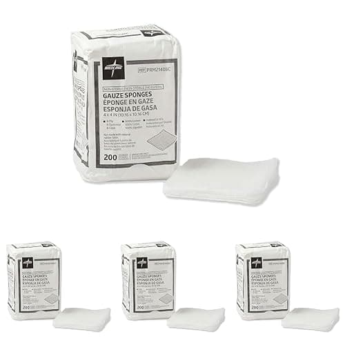 Medline 4 x 4 inch Gauze Sponges, 100% Cotton, 8-Ply Woven Non-Sterile Gauze, 200 Count (Pack of 4), Packaging May Vary - Image 1