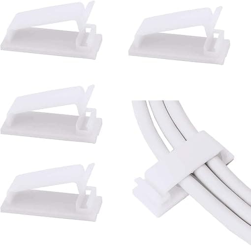 SOULWIT® 50 x Self-Adhesive Cable Management Clips for USB Cable TV, Charger, Audio, Wire Clamp for Table, Car, Office, Home - Image 1