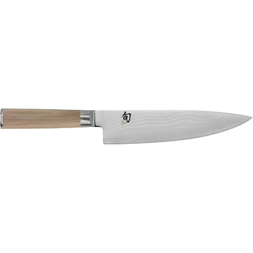 Shun Classic Blonde 8" Chef's Knife, Handcrafted Japanese Kitchen Knife for Professional and Home Chefs, VG-MAX Core with Damascus Stainless Steel Cladding, Pakkawood Handle - Image 1
