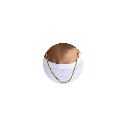 Weddinen 3/5mm 14K Real Gold/Sterling Silver Plated Cuban Chain for Men Boys, Link Necklace for Men Boys Sturdy Non-Fading Necklace Christmas Jewelry Gifts for Him 16/18/20/22/24/26/28 Inch - Image 1