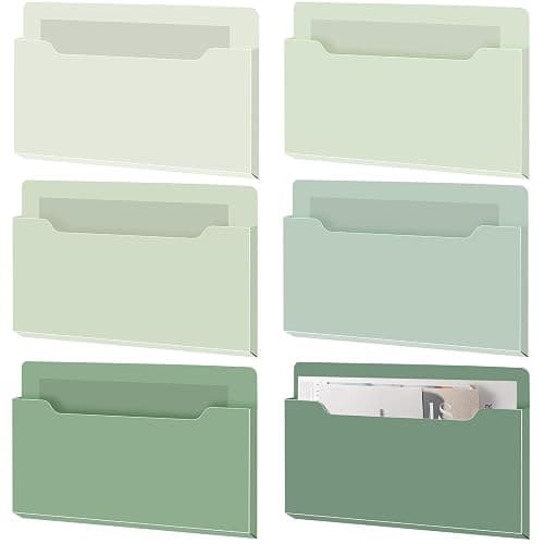 Fuutreo 6 Pcs Magnetic Wall File Organizer Magnetic Wall File Holder Refrigerator Magazine Holder for Mail Letters Paper(Sage Green,Horizontal-large) - Image 1