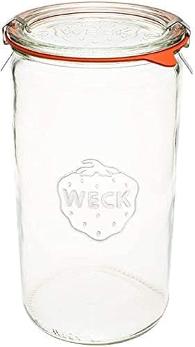 Weck Jar 974 - 1.5L Glass Jars with Large Storage Capacity - Preserving Jars with Airtight Lids Suitable for Pickling - Heat Resistant Canning Jars - Microwave Safe - (1 Jar with Glass Lid) 54 fl. oz - Image 1