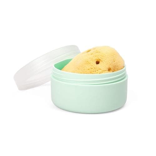 Suavinex, Esponja Bebé Recién Nacido, Esponja 100% Natural para Bebé, Apta Pieles Sensibles, Esponja Marina, Esponja de Baño Muy Suave y Absorbente, con Estuche Canastilla para Guardar. Amarillo - Image 1