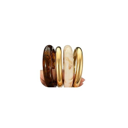 iF YOU Acrylic Gold Bangle Bracelets for Women, Chunky Brown Stackable Bangles Set, Trendy Thick Resin Statement Cuff Bracelet Stack, Fashion Jewelry Gift - Image 1
