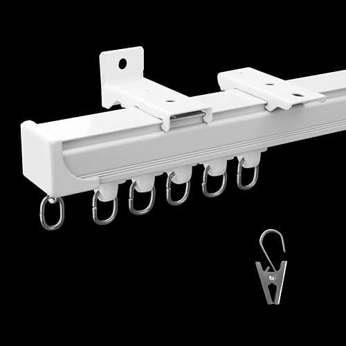 MaKefeile Curtain Tracks Ceiling Wall Mounted Heavy-Duty Curtains Rails Room Divider Track for Living Bedroom Shower White 3ft To 6ft - Image 1
