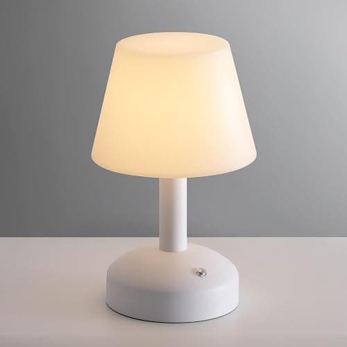 KDG Modern Cordless Small Table Lamps, Outdoor Portable Shower Waterproof LED Dimmable Desk Lamp, 5000mAh Rechargeable Battery Operated Lighting for Restaurant, Bedroom, Bathroom, Night Light (White) - White + White PE Plastic - Image 1