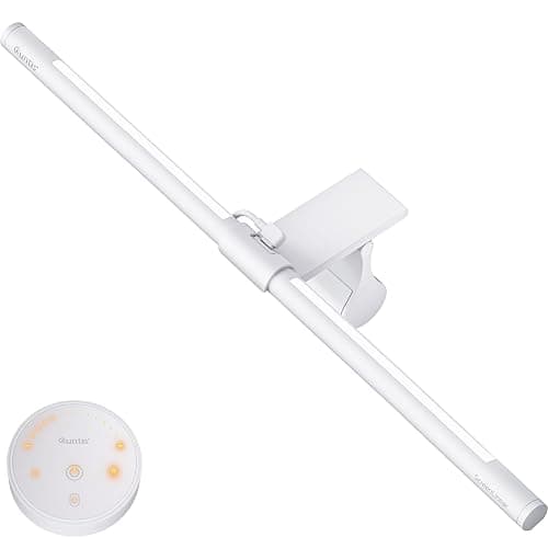 Quntis Monitor Light Bar with Remote, Eye-Care No Glare, Space Saving Home Office Desk Lamp, White, Stepless Dimming, Easy Setup LED Computer Light Backlight for Curved Gaming Monitors Reading Study - Image 1