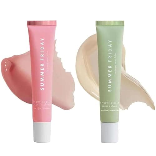 Summer Lip Care: Tinted Lip Balm Gloss Oil Butter Mask Conditioning Instant Brightening Moisture Hydration Sheer Soothing Pink Shine Vanilla (2PC-A+B) - 2PC-A+B - Image 1