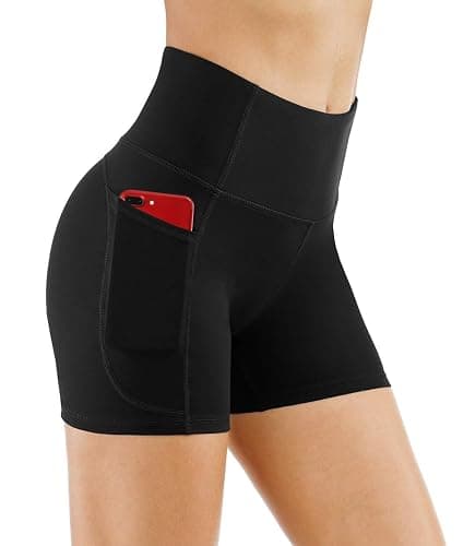 THE GYM PEOPLE High Waist Yoga Shorts for Women's Tummy Control Fitness Athletic Workout Running Shorts with Deep Pockets - Image 1