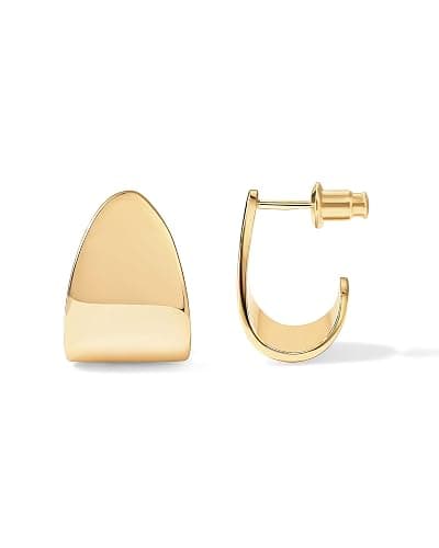 PAVOI 14K Gold Plated 925 Sterling Silver Posts Chunky Hoop Earrings | Statement Huggie Hoops for Women | Lightweight Gold Dome Earrings - Image 1