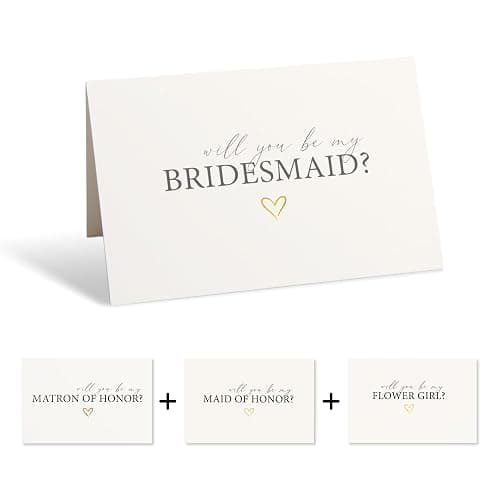 apearrie 12 Will You Be My Bridesmaid Card Set with Gold Stickers, 8 Bridesmaid, 2 Maid of Honor, 1 Matron of Honor, 1 Flower Girl Card - Image 1