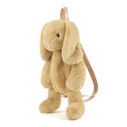 Kmiunty Cute Plush Backpack Cute Animal Backpack Rabbit Backpack Bags with Adjustable Straps (Khaki) - Image 1