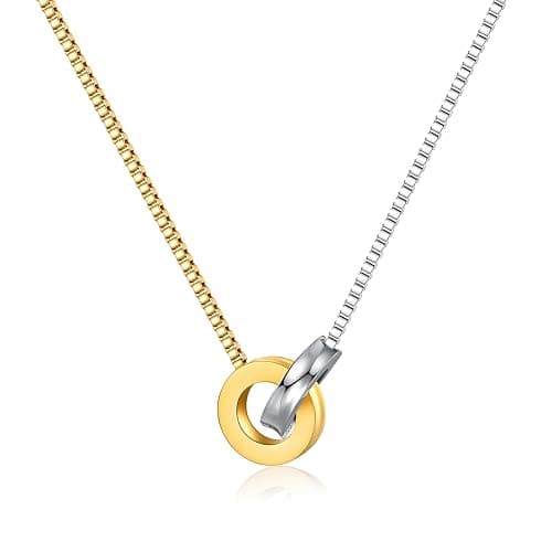 NUZON Sunburst Heart / 2-Tone Interlocking/CZ Evil Eye/Single Pearl/Love Heart Pendant Necklace for Women 18K Gold Chain Necklace Protection Prayer Faith Jewelry - Image 1