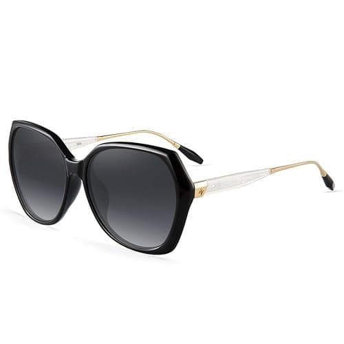 MOLSTA Trendy Oversized Polarized Sunglasses for Women Large Black Driving Sun Glasses Crastal Elements Designer Shades - Image 1