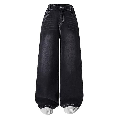 Nivne Tco Tween Boys Baggy Jeans Loose Fit Washed Wide Leg Elastic Waist Zipper Fly Streetwear Denim Pants - Image 1