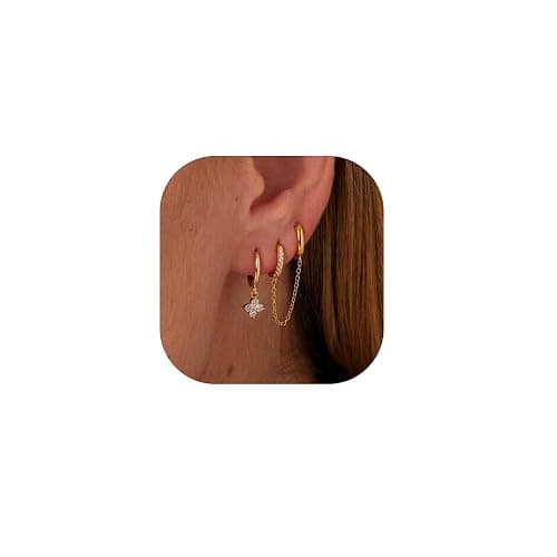 WAINIS Cartilage Stud Earrings Set for Women Hypoallergenic Earring Small Multiple Piercing Hoop Earrings - Image 1