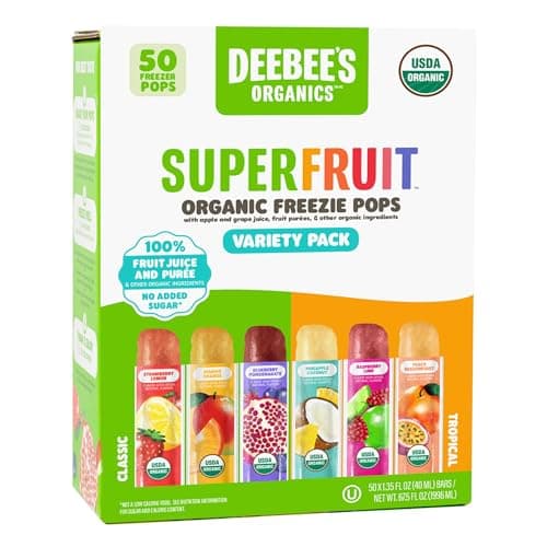 DeeBee's Organics SuperFruit Freezie Pops Variety Pack, No Added Sugars, No Artificial Flavors or Colors (Pack of 50) - Image 1