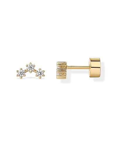 PAVOI 14K Gold Plated 925 Sterling Silver Posts Mini Stud Flat Back Earrings for Women | Helix Cartilage Piercing Jewelry | Dainty Pearl Star Cluster Cubic Zirconia Lotus Climber Screw Backs - Image 1