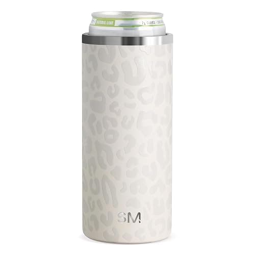 Simple Modern Skinny Can Cooler | Slim Insulated Stainless Steel Drink Sleeve Holder | Insulate Seltzer, Soda, Beer, Energy Drinks | Gift for Women Her | Ranger Collection | Slim 12oz | Cream Leopard - Slim 12oz Can - Pattern: Cream Leopard - Image 1