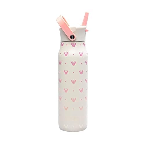 Zak Designs Disney Minnie Mouse Harmony Water Bottle for Travel or At Home, 32oz Stainless Steel is Leak-Proof When Closed and Vacuum Insulated with Straw Lid, Carry Handle, and 3D Artwork - Image 1