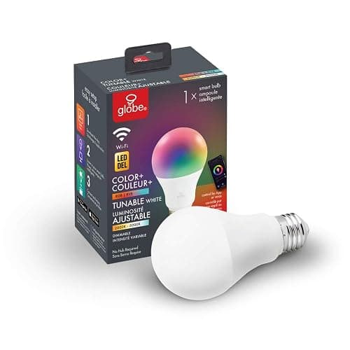 Globe Electric Wi-Fi Smart 10 Watt (60W Equivalent) Multicolor Changing RGB Tunable White Dimmable Frosted Led Light Bulb, No Hub Required, Voice Activated, 2000K - 5000K, A19 Shape, E26 Base 34202 - Image 1