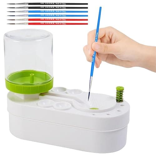 Paint Brush Rinser, Water Cycle Rinser and 6 PCS Brushes, Multifunctional Paint Brush Cleaner Paint Brush Washing Machine for Acrylic Painting Makeup Brushes - Image 1