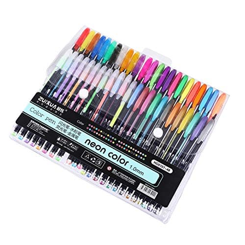SEIWEI Gel Pens, 48-Color Pens Fine Tip Art Markers SetColored Gel Pens for Adult Coloring Book, Drawing, Doodling, Scrapbook, Bullet Journal, Sparkle Gel Pen Gift for Kids - Image 1