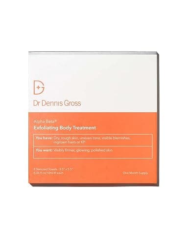 Dr Dennis Gross Alpha Beta Exfoliating Body Treatment | Multi-Tasking Powered by AHA/BHAs for Smooth, Hydrated Skin While Improving Ingrown Hairs, Keratosis Pilaris, and Blemishes | 8 Textured Towels - 1 Count (Pack of 1) - Image 1
