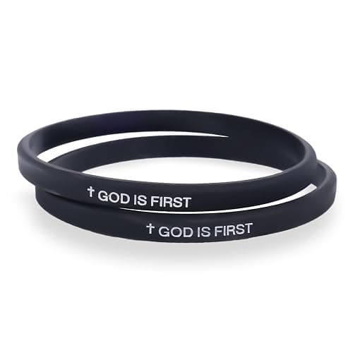 Mikovivi 2pcs God Is First Bracelet, Silicone Bible Verse Bracelets Inspirational Put God First Wristbands Christian Wristbands for Women Men Encouragement Religious Faith Gift - Image 1