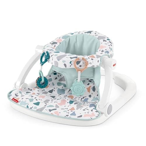 Fisher-Price Portable Baby Chair Sit-Me-Up Floor Seat With Developmental Toys & Machine Washable Seat Pad, Pacific Pebble - Image 1