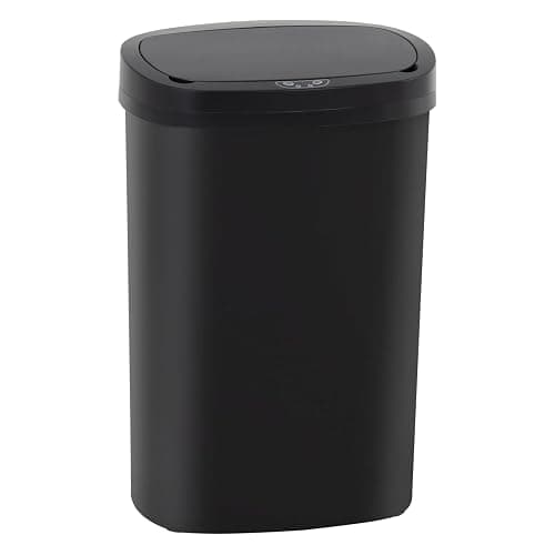 Kitchen Trash Can with Lid, 13 Gallon Automatic Garbage Can for Bathroom Bedroom Home Office 50 Liter Touch Free High-Capacity Brushed Waste Bin - Black - Plastic - Image 1