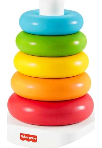 Fisher-Price Baby Stacking Toy Rock-a-Stack Rings with Roly-Poly Base for Ages 6+ Months, Made with Plant-Based Materials - Image 1
