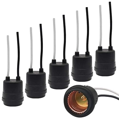 New orange heart Waterproof Lamp Socket, 12 Pack Black Pigtail Lamp Socket, Thick Copper Wire, E26/E27 Fully Sealed Rainproof Pigtail Light Sockets, 250V-660W - 12 - Image 1