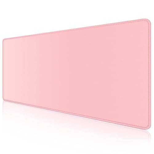 Dapesuom Large Mouse Pad, Extended Gaming Mouse Mat with Stitched Edges, Full Size Desk Mats with Non-Slip Base, Computer Big Desktop Keyboard Pad for Gamer, Laptop, Office, 23.6 x 11.8 in, Pink - Pink - 23.6L x 11.8W inches - Image 1