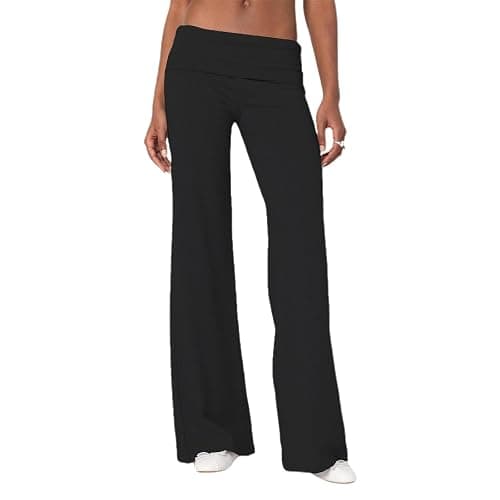 Qmlyev Wide Leg Sweatpants for Women Fold Over Low Rise Flare Yoga Lounge Pants Back to School Clothes for Teen Girls - Image 1