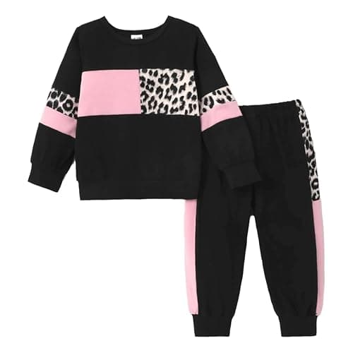 Afsmlys Tween Girl's Letter Print Top + Jogger Pants 2 Piece Casual Outfit Set Kids Fall Clothing, Sizes 6-14 Years - Image 1