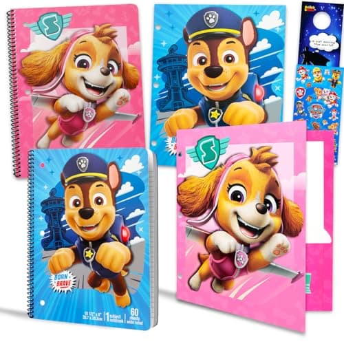 Paw Patrol School Supplies Set - Bundle with 2 Spiral Notebooks, 2 Portfolio Folders, Stickers, More | Paw Patrol School Supplies Set for Boys, Girls, Kids - Image 1