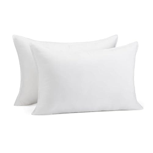 Amazon Basics Down Alternative Pillows, Soft Density for Stomach and Back Sleepers, Queen - Pack of 2, White, 30 in L x 20 in W - Image 1