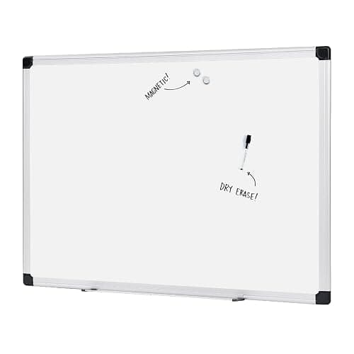 Amazon Basics Magnetic Whiteboard/Dry Erase Board, 36 x 48-inch, Aluminum Frame, Silver/White - Silver/White - 36 x 48-inch - Image 1